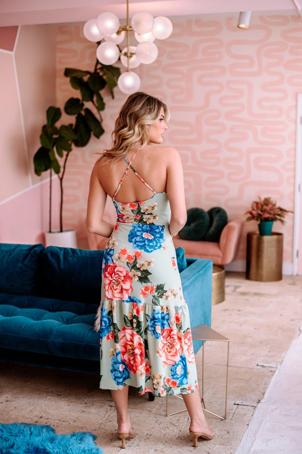 Cartagena Stretch High-Neck Midi Dress-FINAL SALE