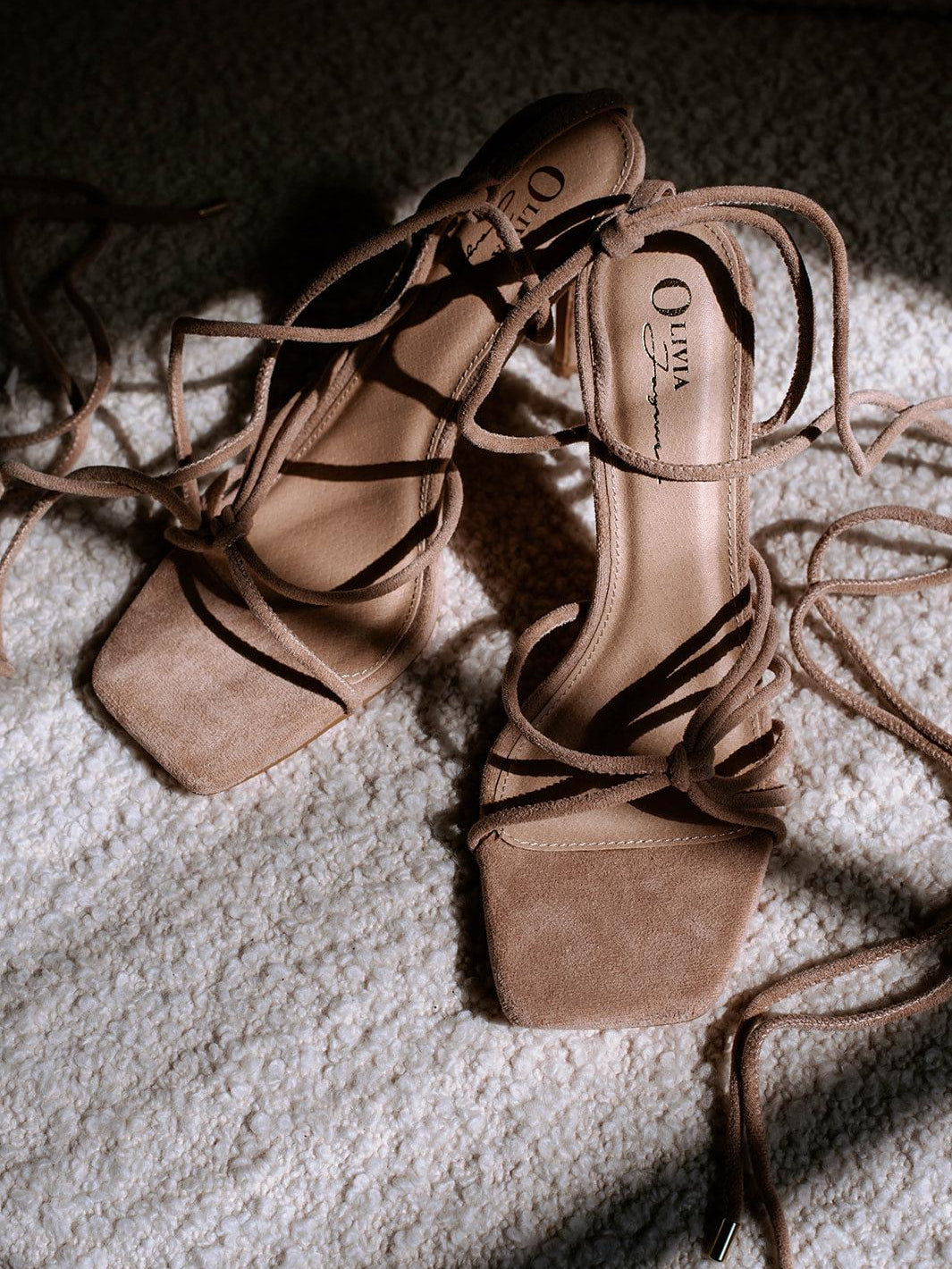 Tan Suede Strappy Heels-FINAL SALE
