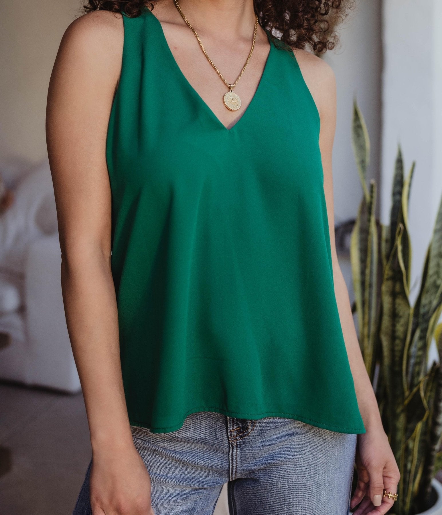 Emerald Green Sleeveless Dressy Tank-BEST SELLER