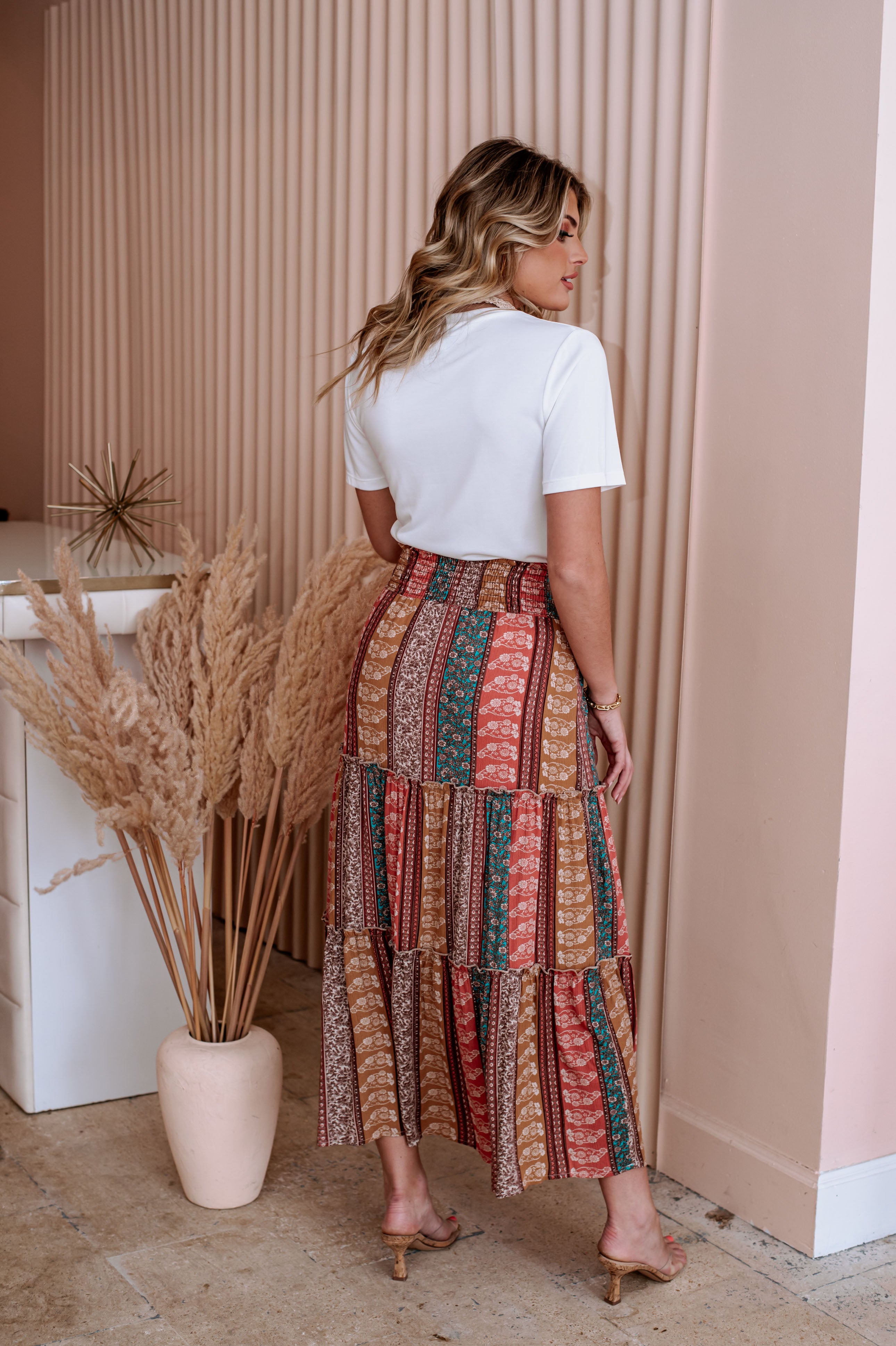 Madrid Midi Rayon Ruffle Skirt-FINAL SALE