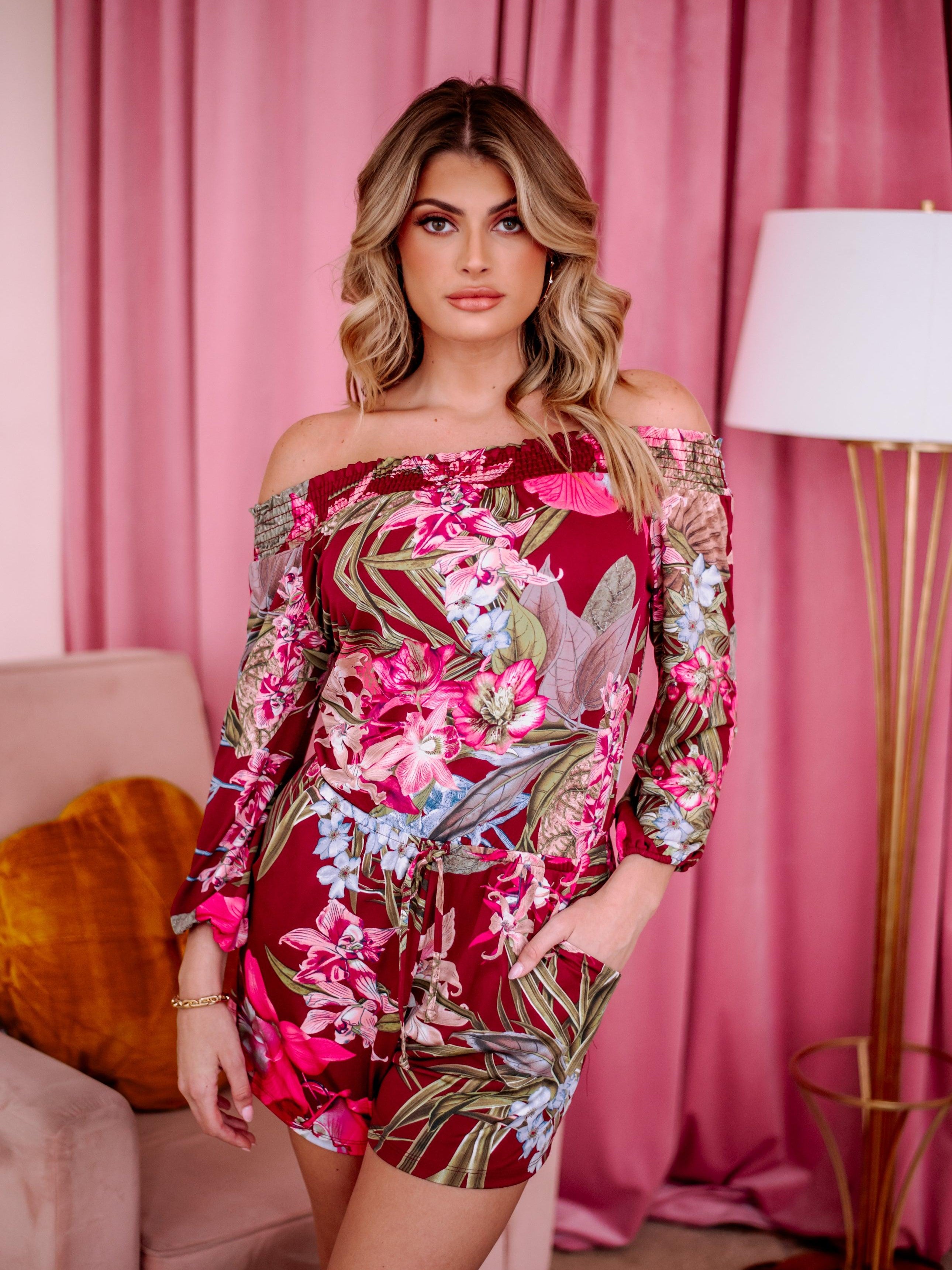 Rocio Stretch Smocked OTS Romper-FINAL SALE