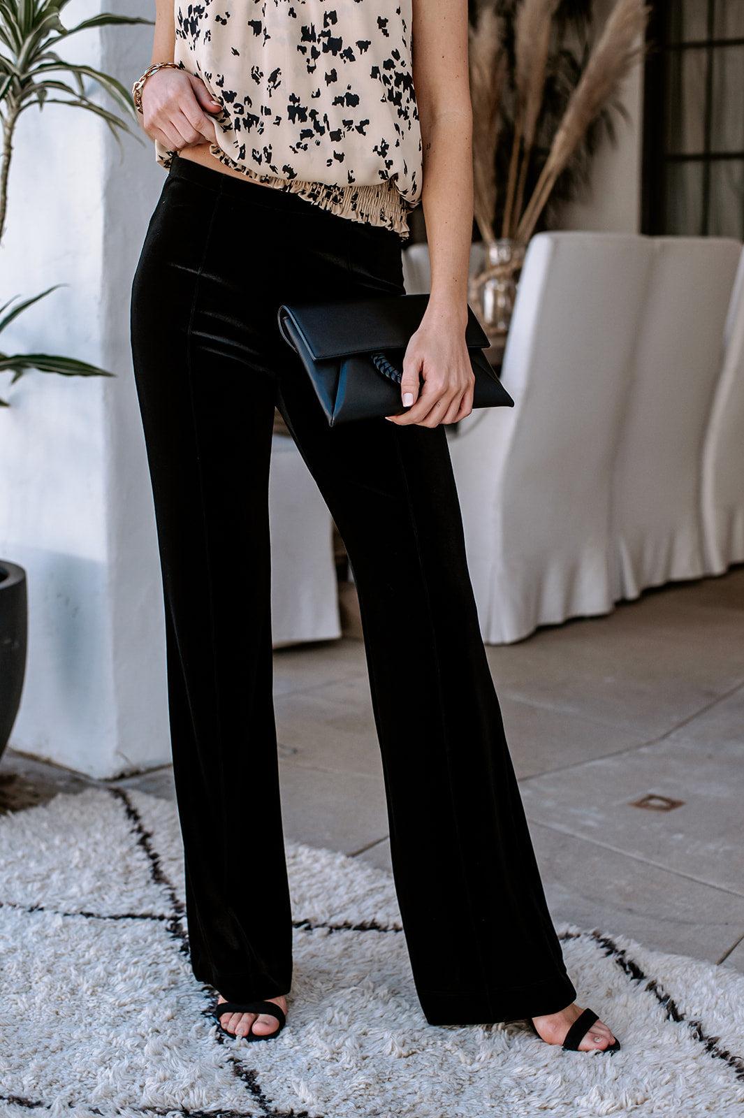 Black Velvet Palazzo Leg Pants-BEST SELLER