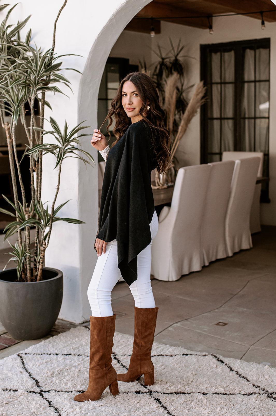 Black Throw-On Poncho-BEST SELLER