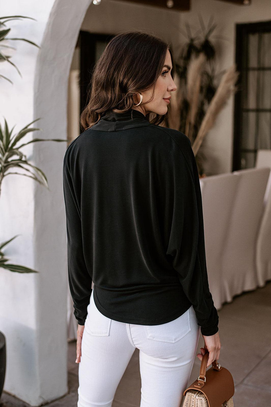 Black Cupro Draped Surplice Top-BEST SELLER