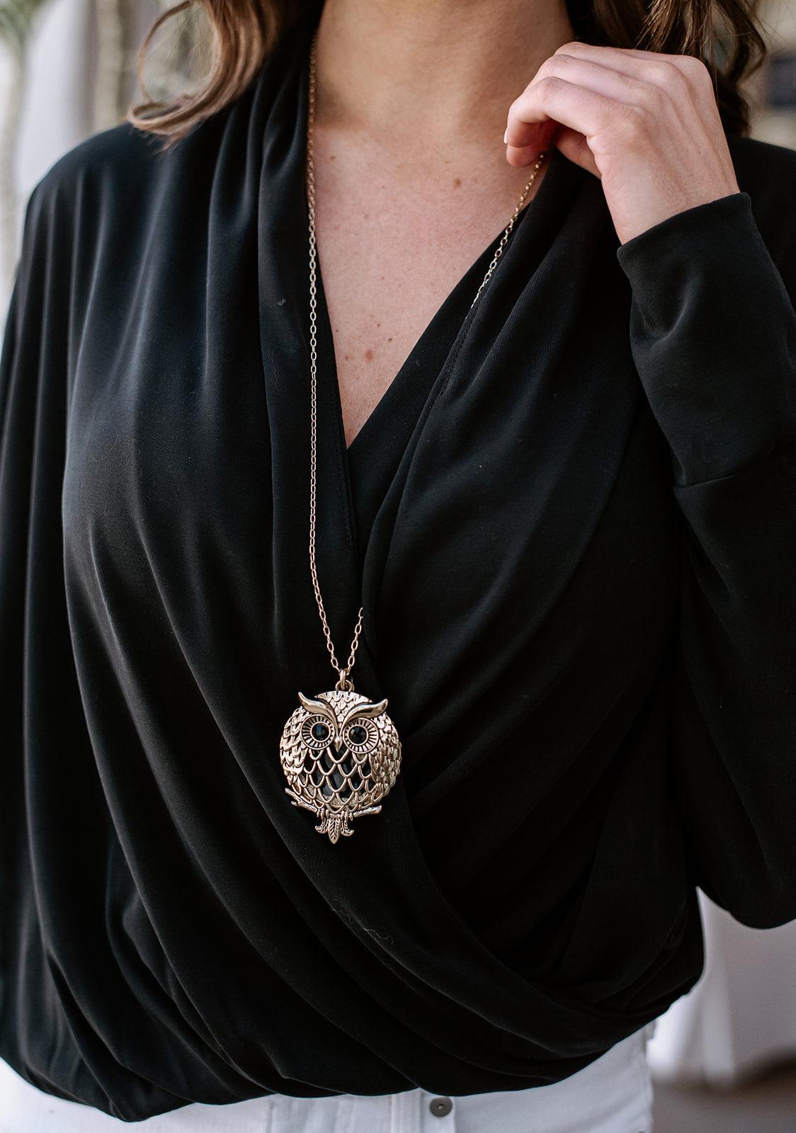 Black Cupro Draped Surplice Top-BEST SELLER