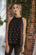Black Halter Leaf Blouse - FINAL SALE