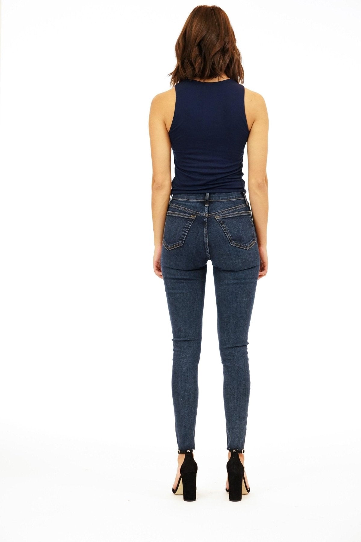 Jersey Double Lined Cropped Tank - Navy