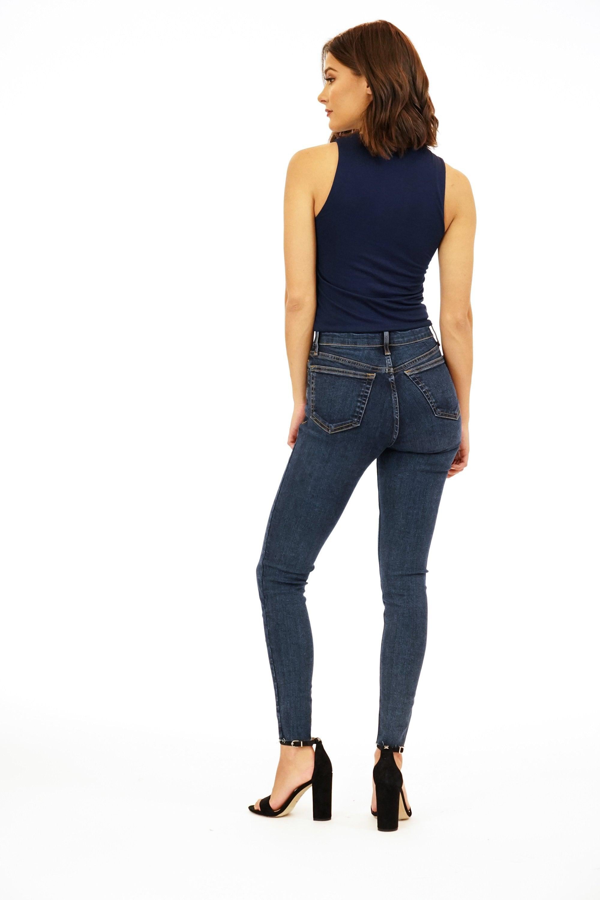 Jersey Double Lined Cropped Tank - Navy