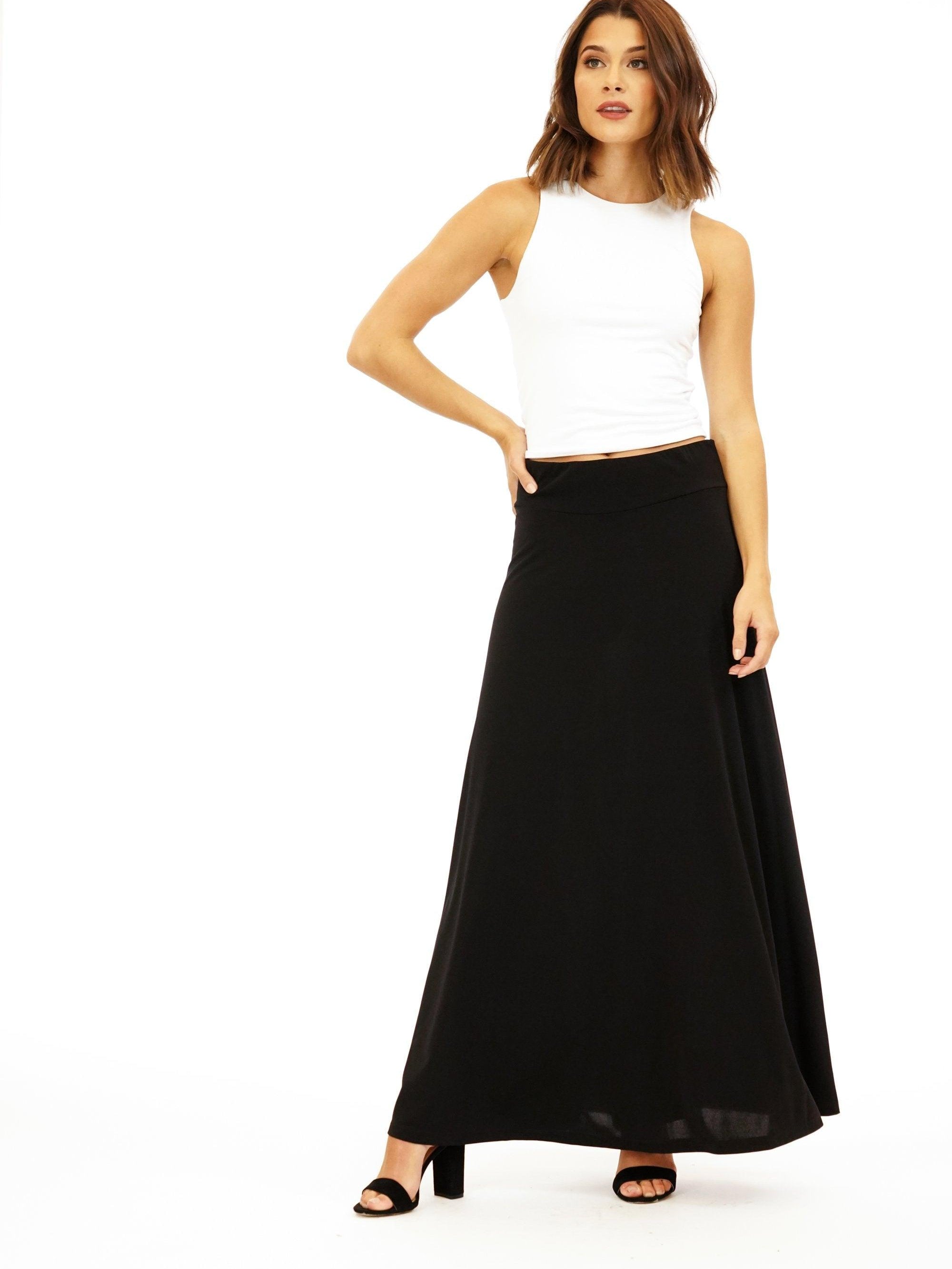 Classic Black Stretch Maxi Skirt-BEST SELLER