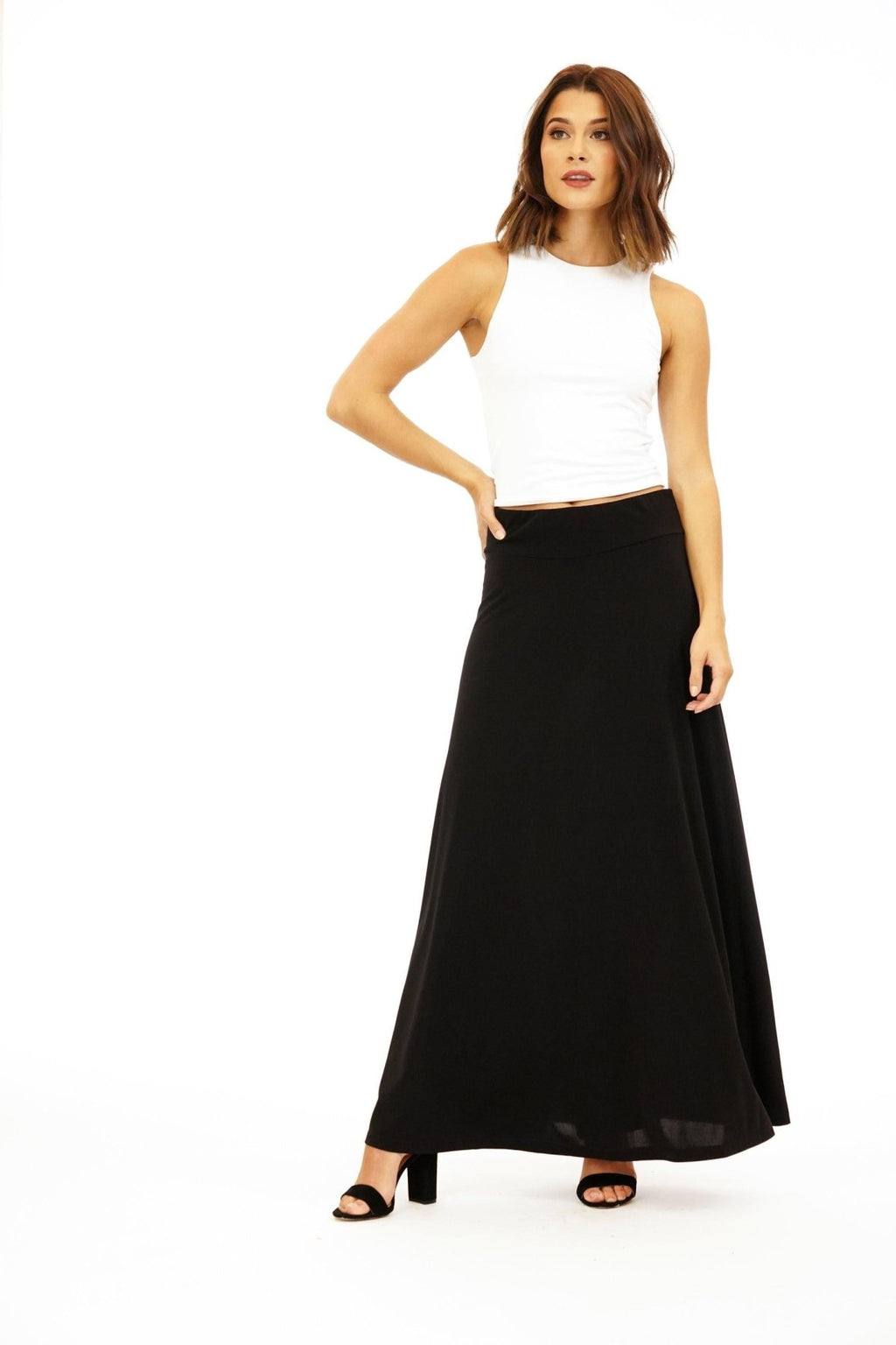Classic Black Stretch Maxi Skirt-BEST SELLER
