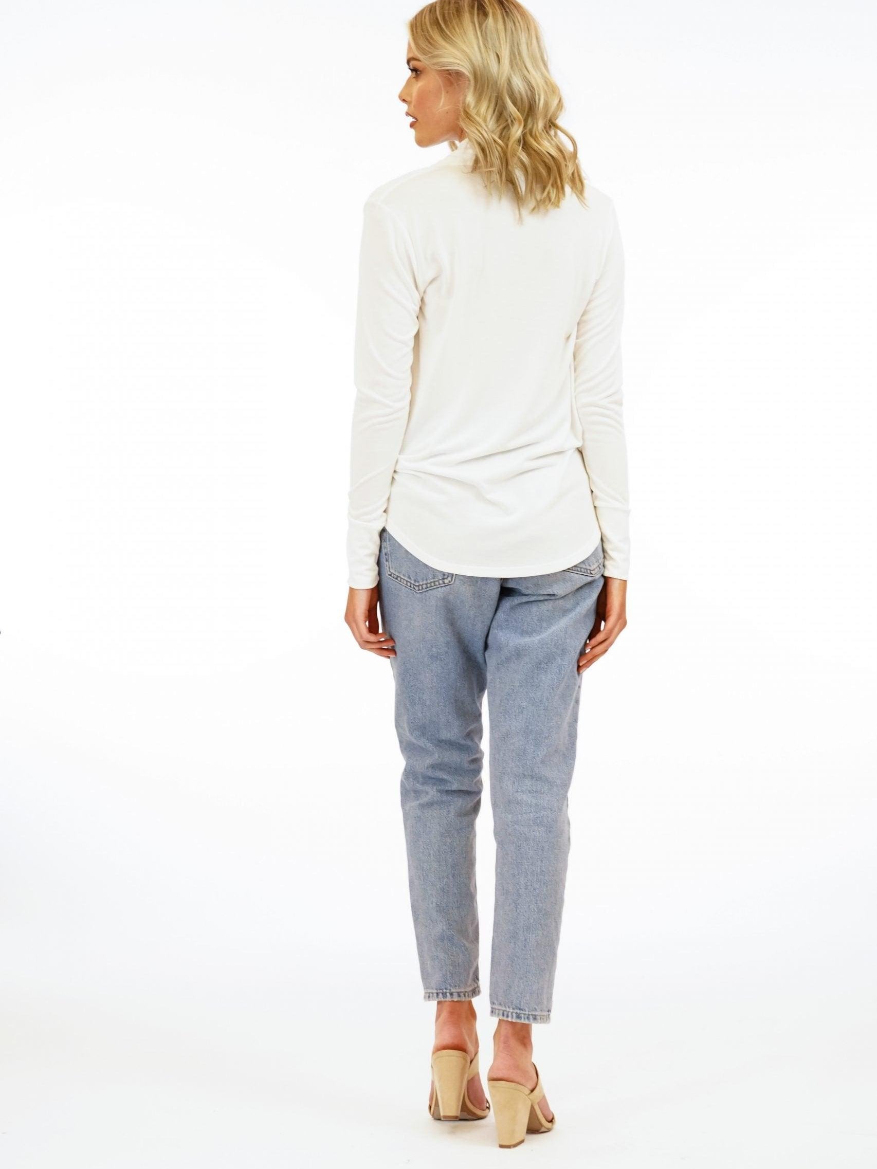 Ivory Cupro Draped Surplice Top-BEST SELLER