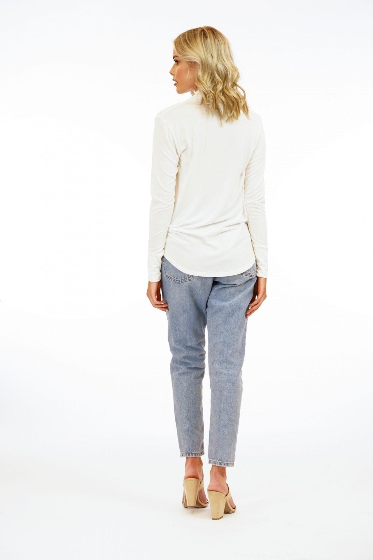 Ivory Cupro Draped Surplice Top-BEST SELLER