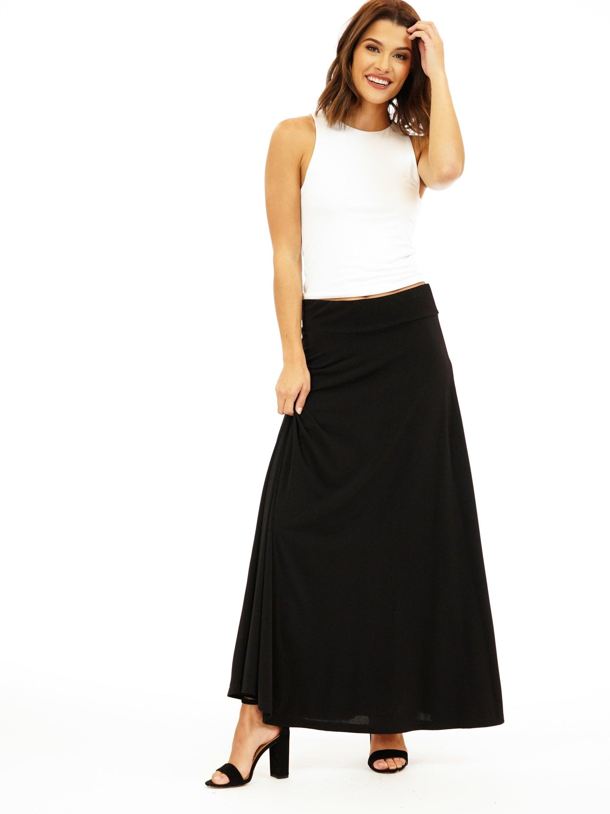 Classic Black Stretch Maxi Skirt-BEST SELLER