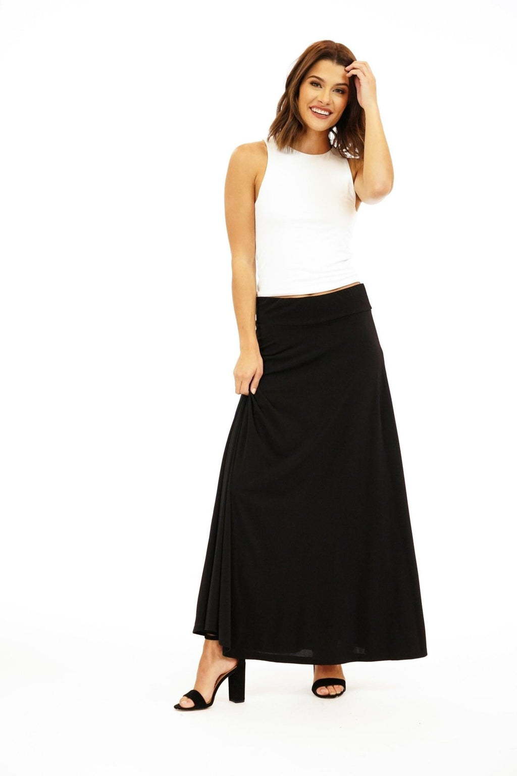 Classic Black Stretch Maxi Skirt-BEST SELLER