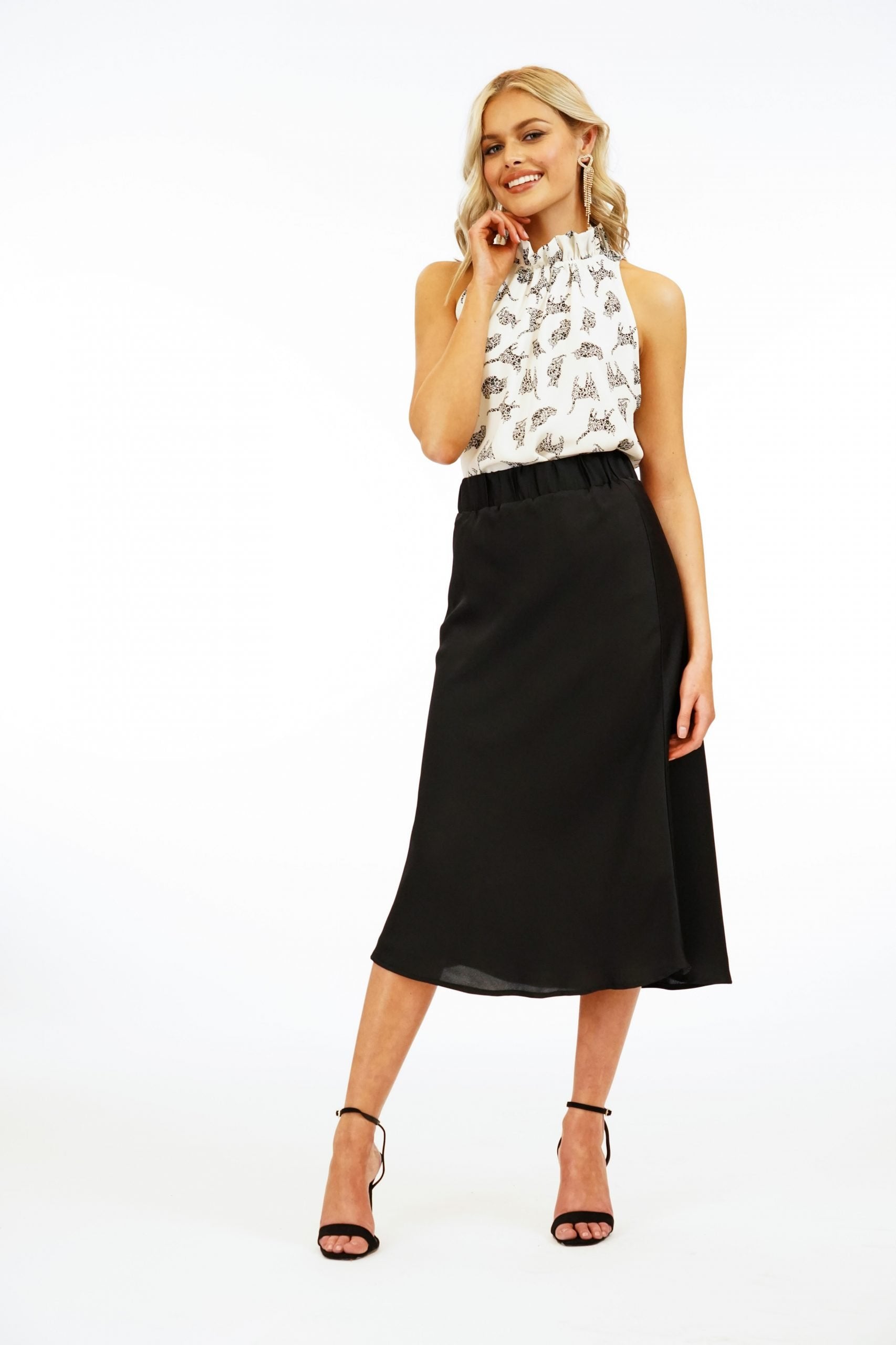 Black Satin Midi Skirt - FINAL SALE