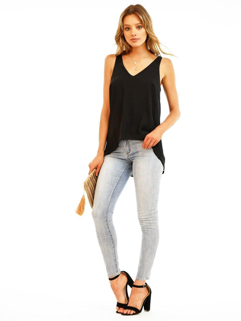 Onyx V-Neck Tank Blouse