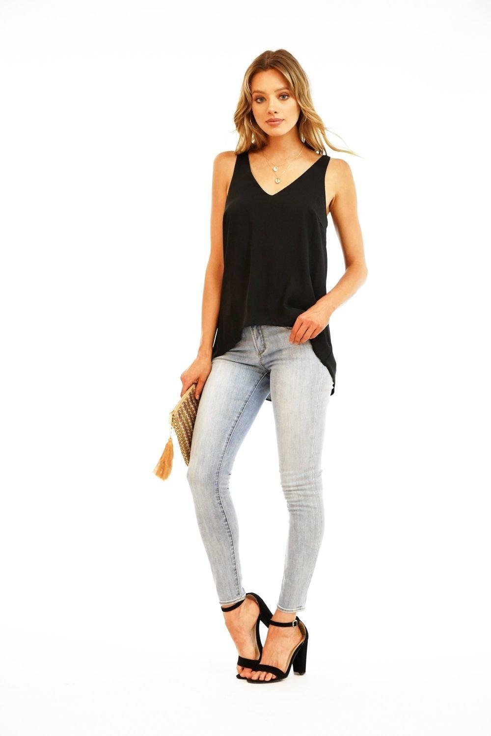 Onyx V-Neck Tank Blouse