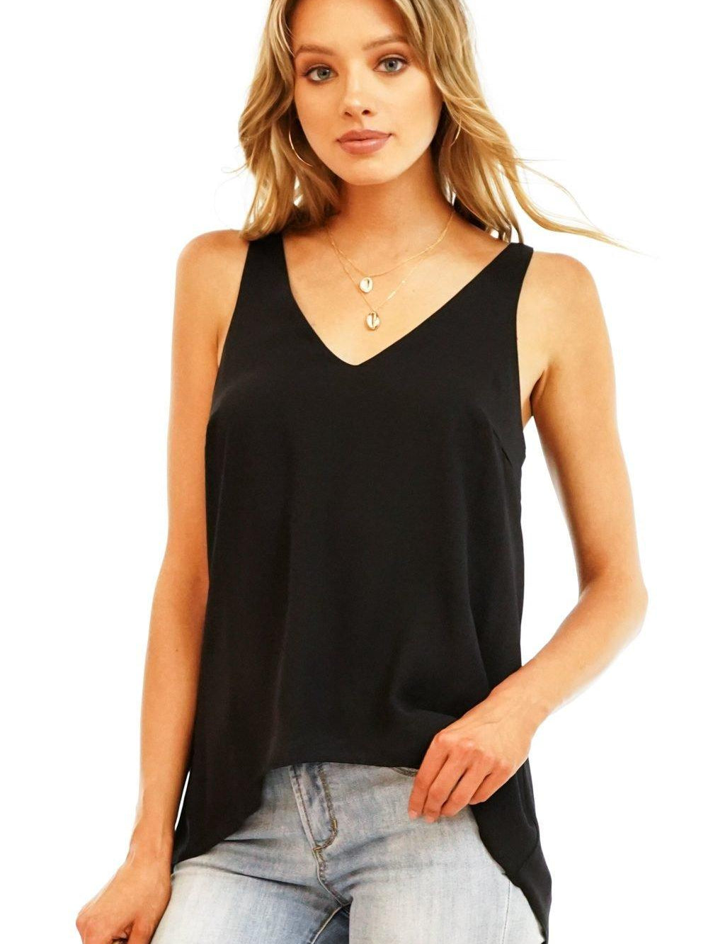 Onyx V-Neck Tank Blouse