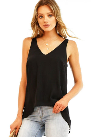 Onyx V-Neck Tank Blouse