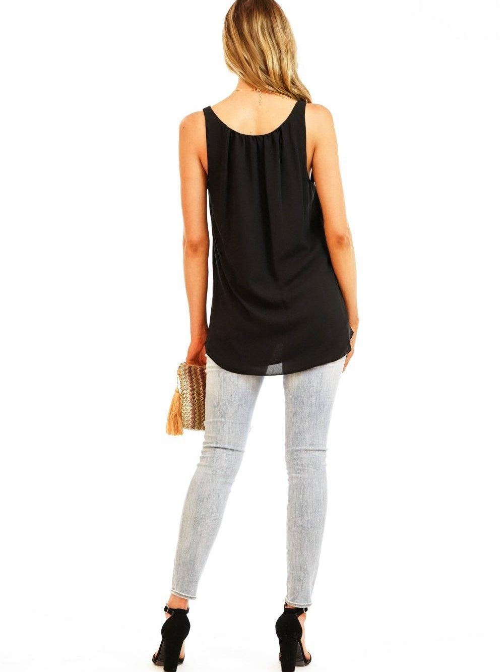 Onyx V-Neck Tank Blouse