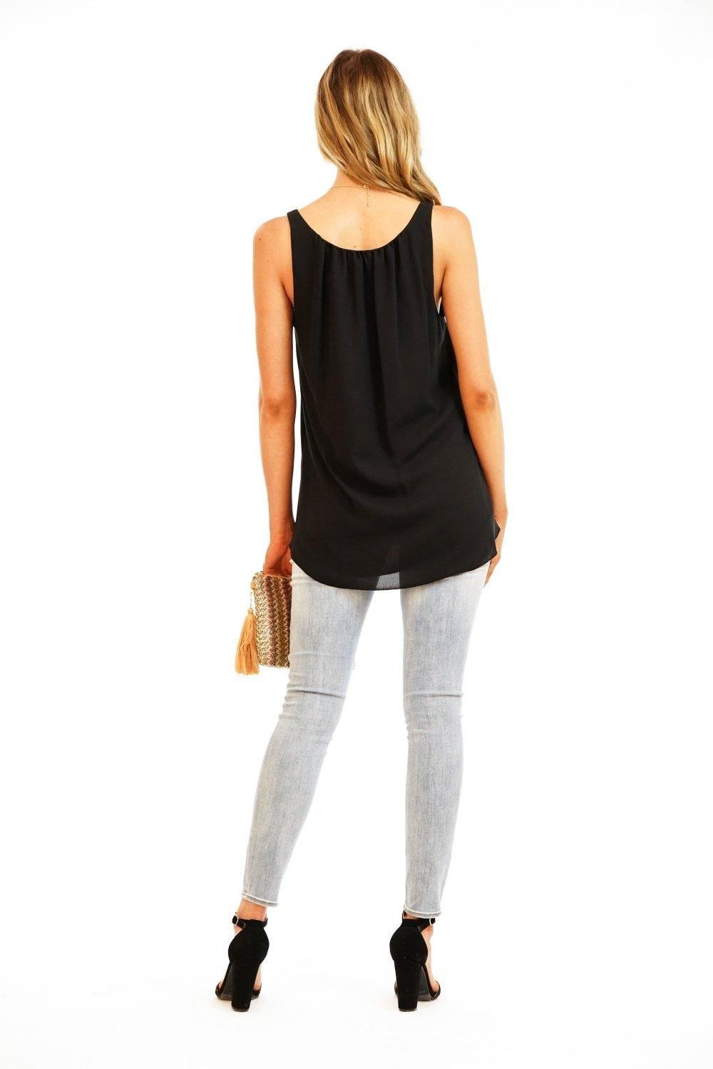 Onyx V-Neck Tank Blouse