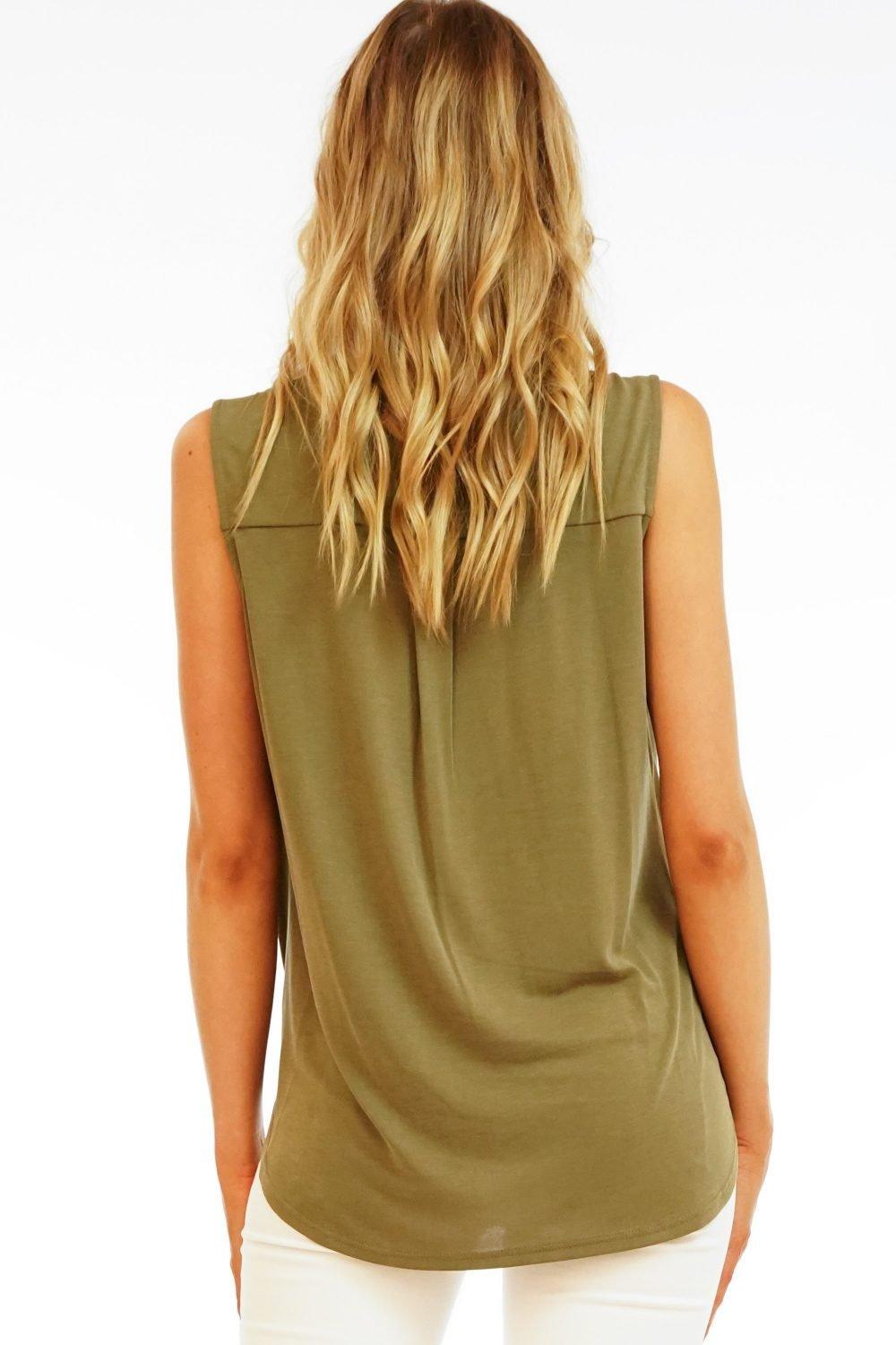 The Everyday Cupro Surplice Tank - Army