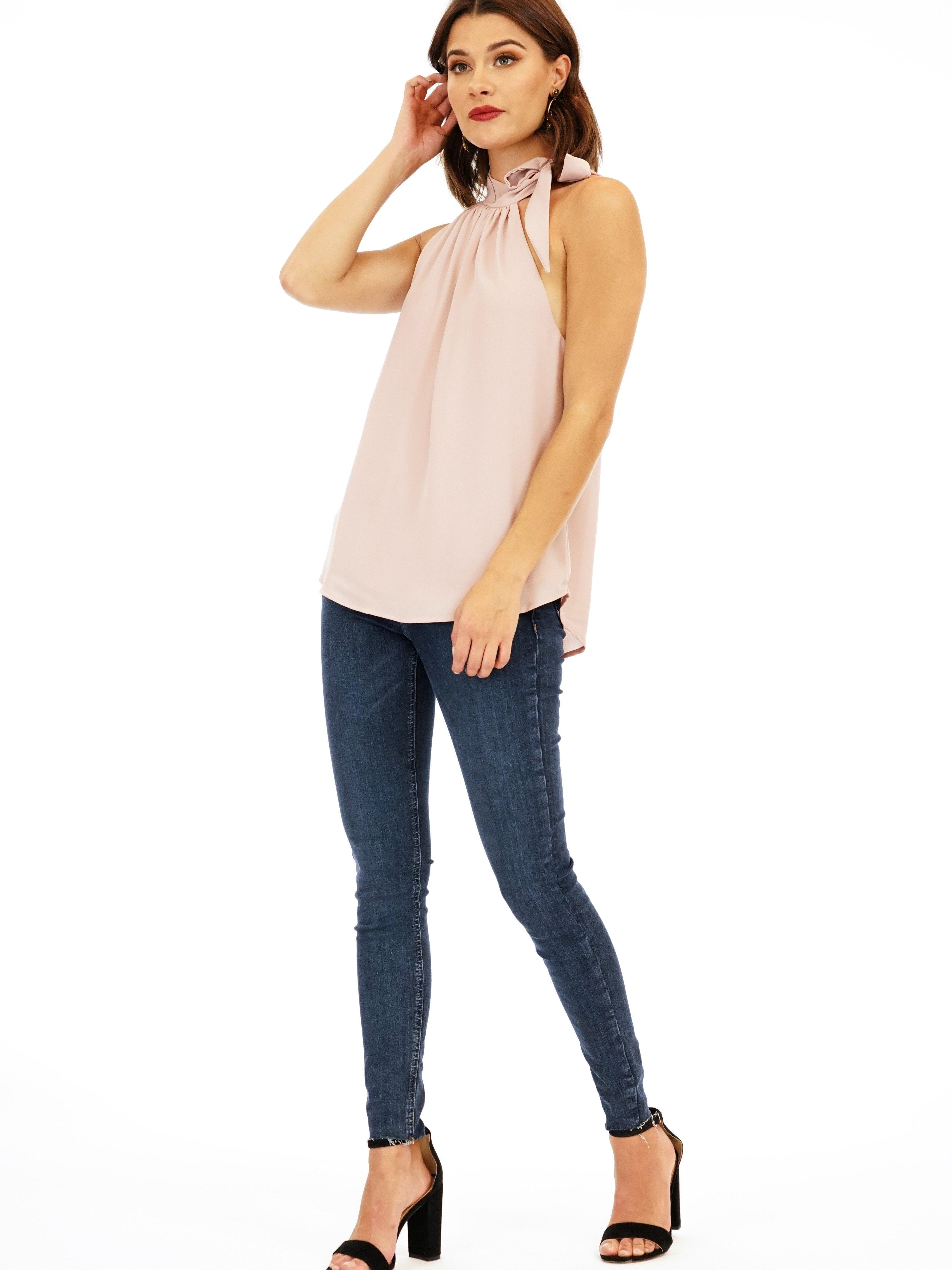 Rose Side Tie Halter Top-FINAL SALE