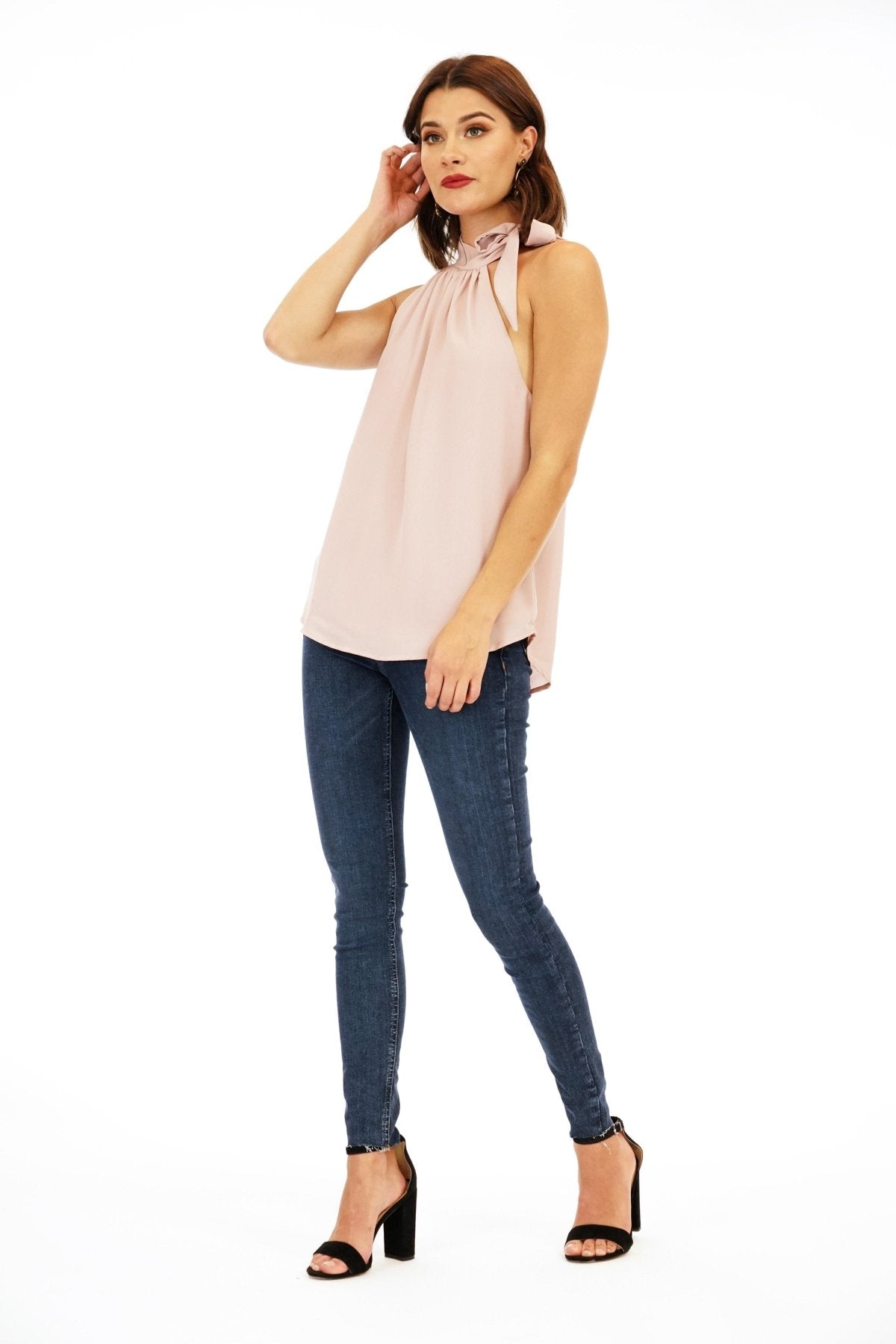 Rose Side Tie Halter Top-FINAL SALE