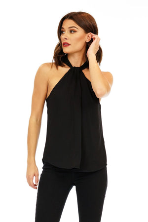 Onyx Knotted Halter Blouse