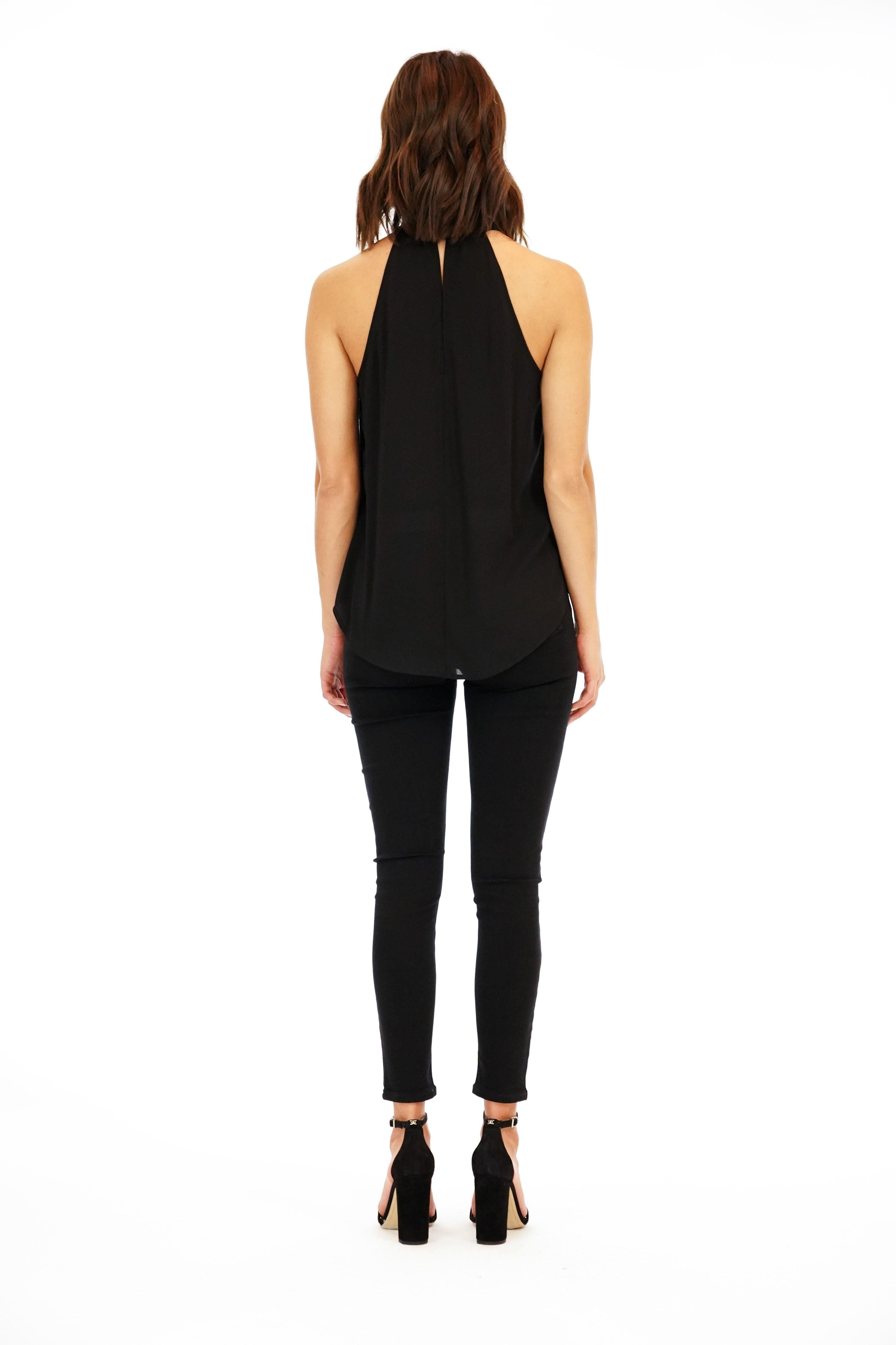 Onyx Knotted Halter Blouse-FINAL SALE