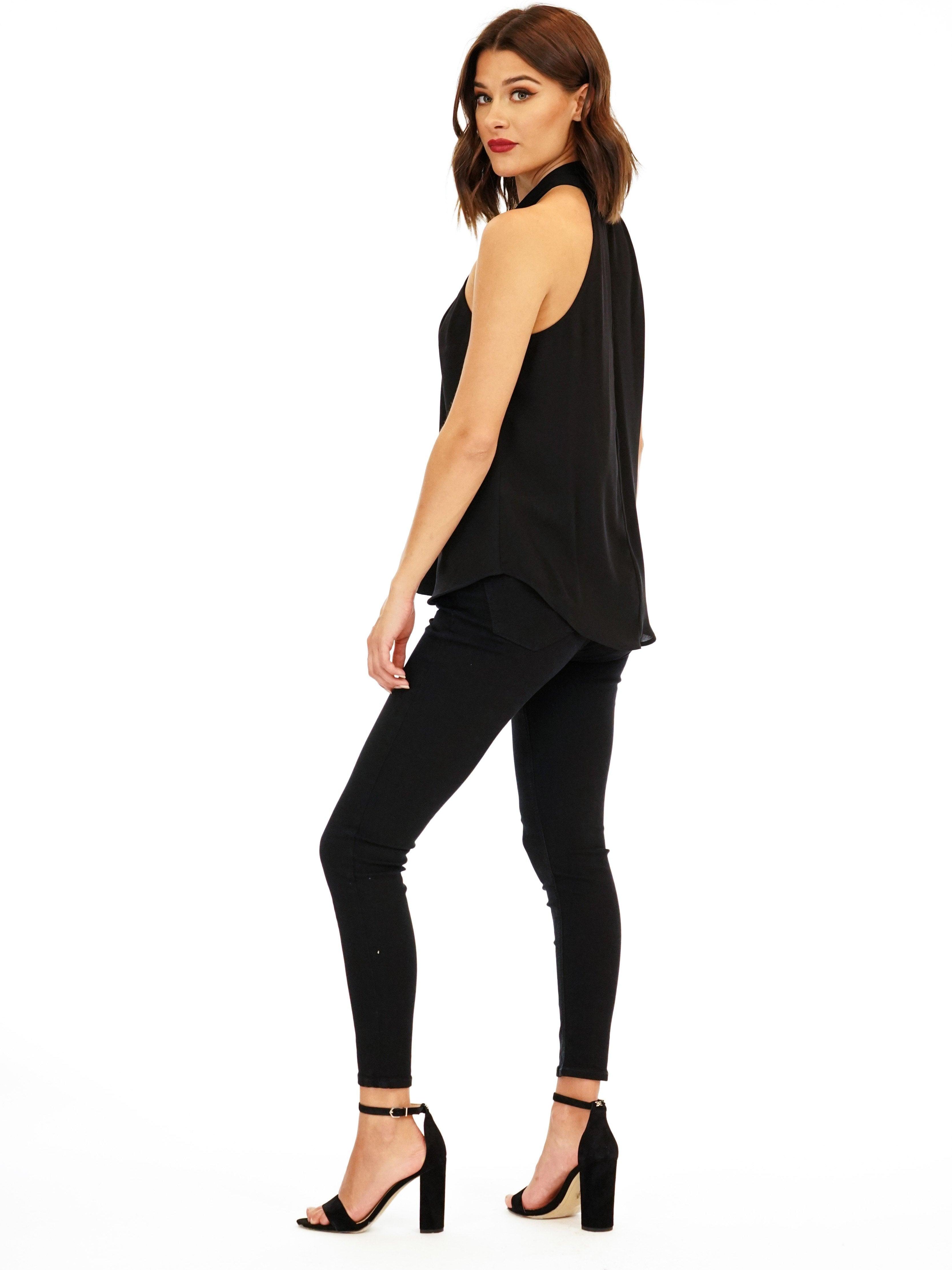 Onyx Knotted Halter Blouse