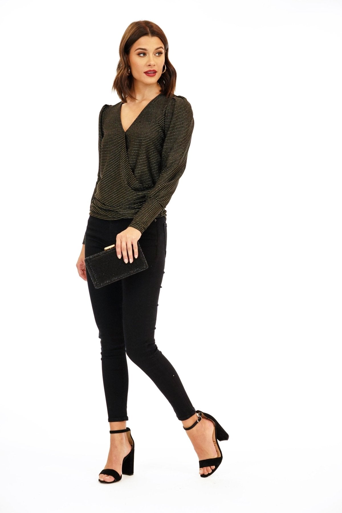 Gold Stripe Puff Sleeve Top - FINAL SALE