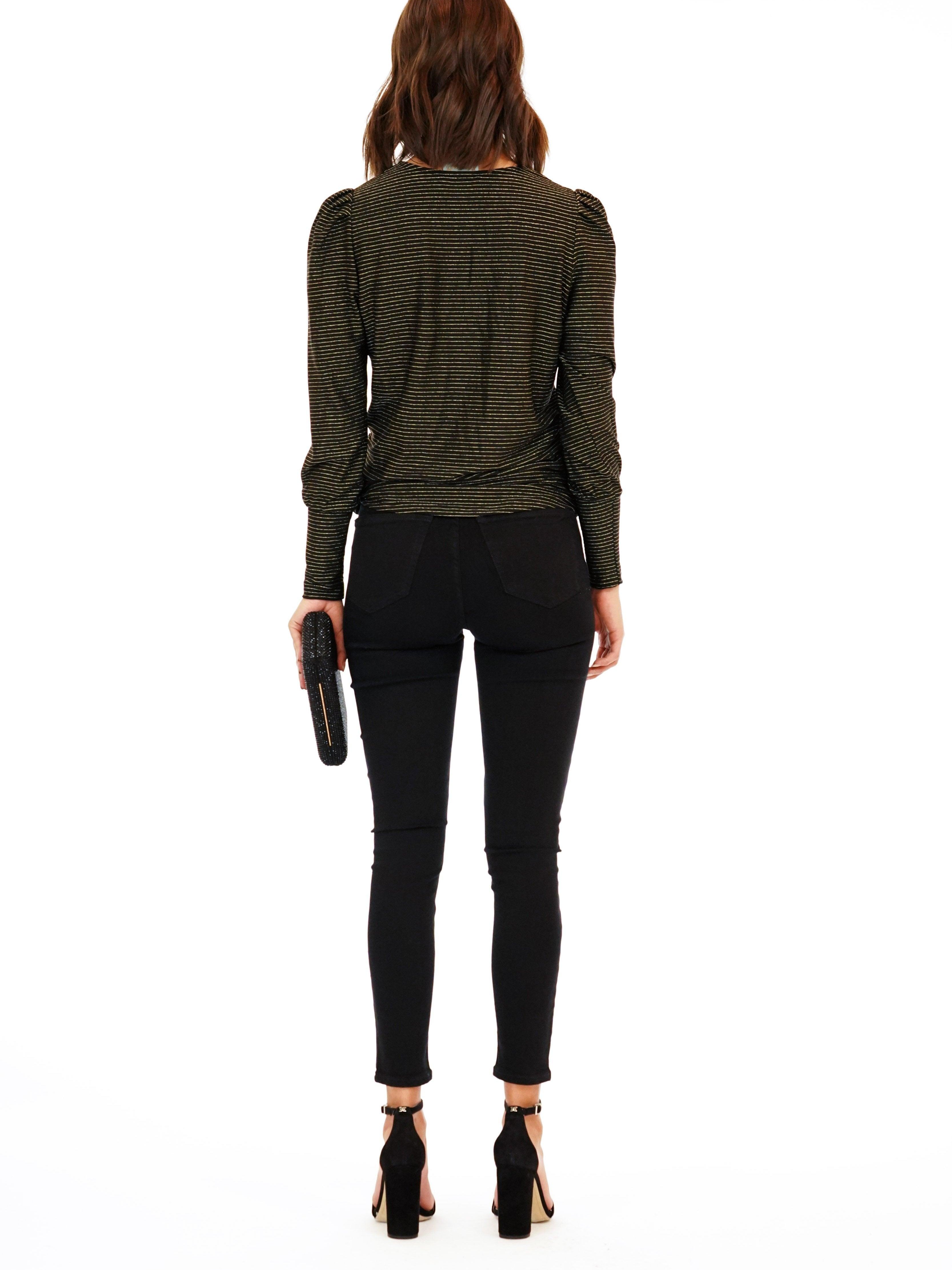 Gold Stripe Puff Sleeve Top - FINAL SALE