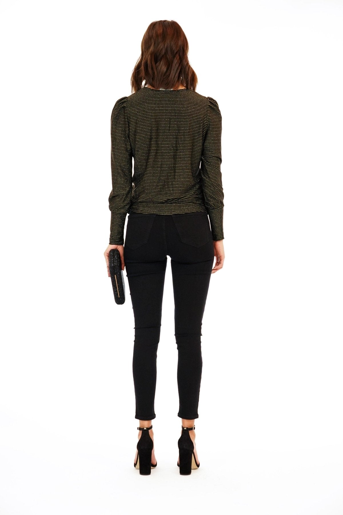 Gold Stripe Puff Sleeve Top - FINAL SALE