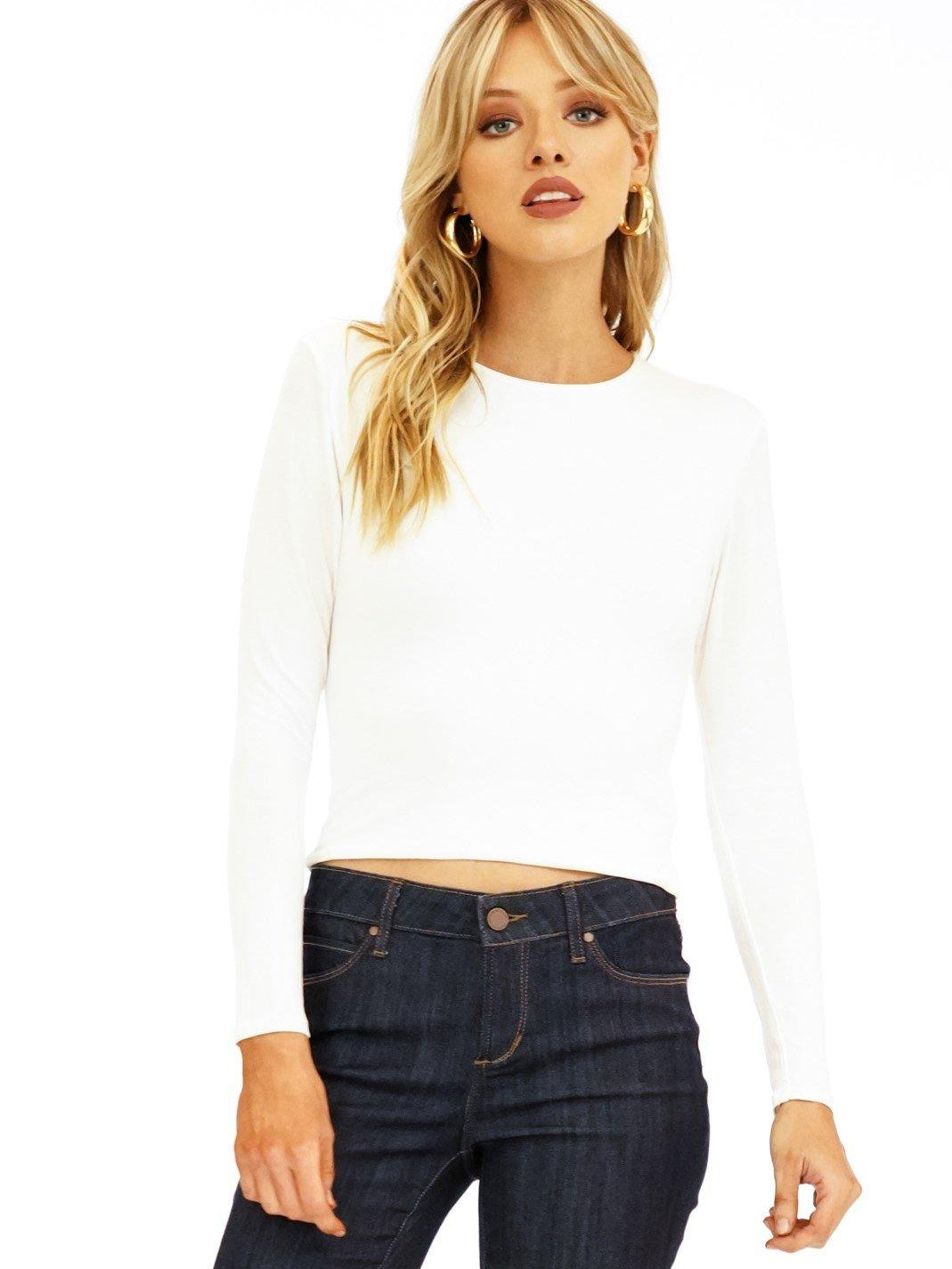 Ivory  Lined Crew Neck Top