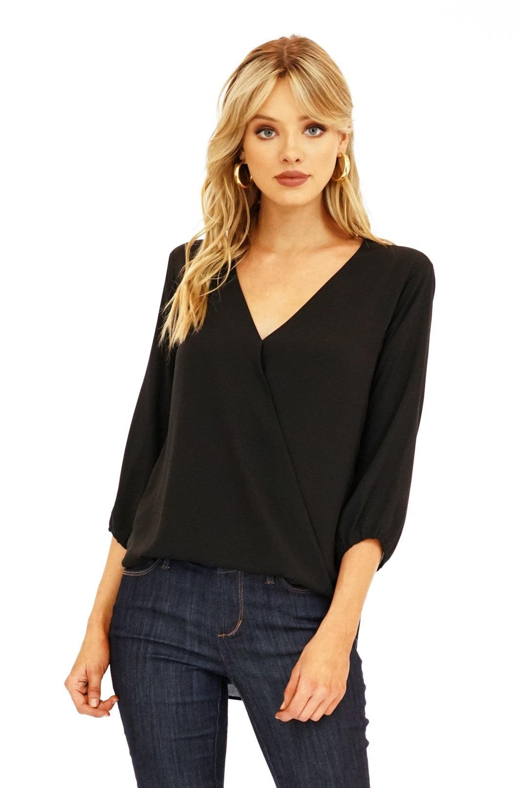 Onyx Surplice Top-FINAL SALE