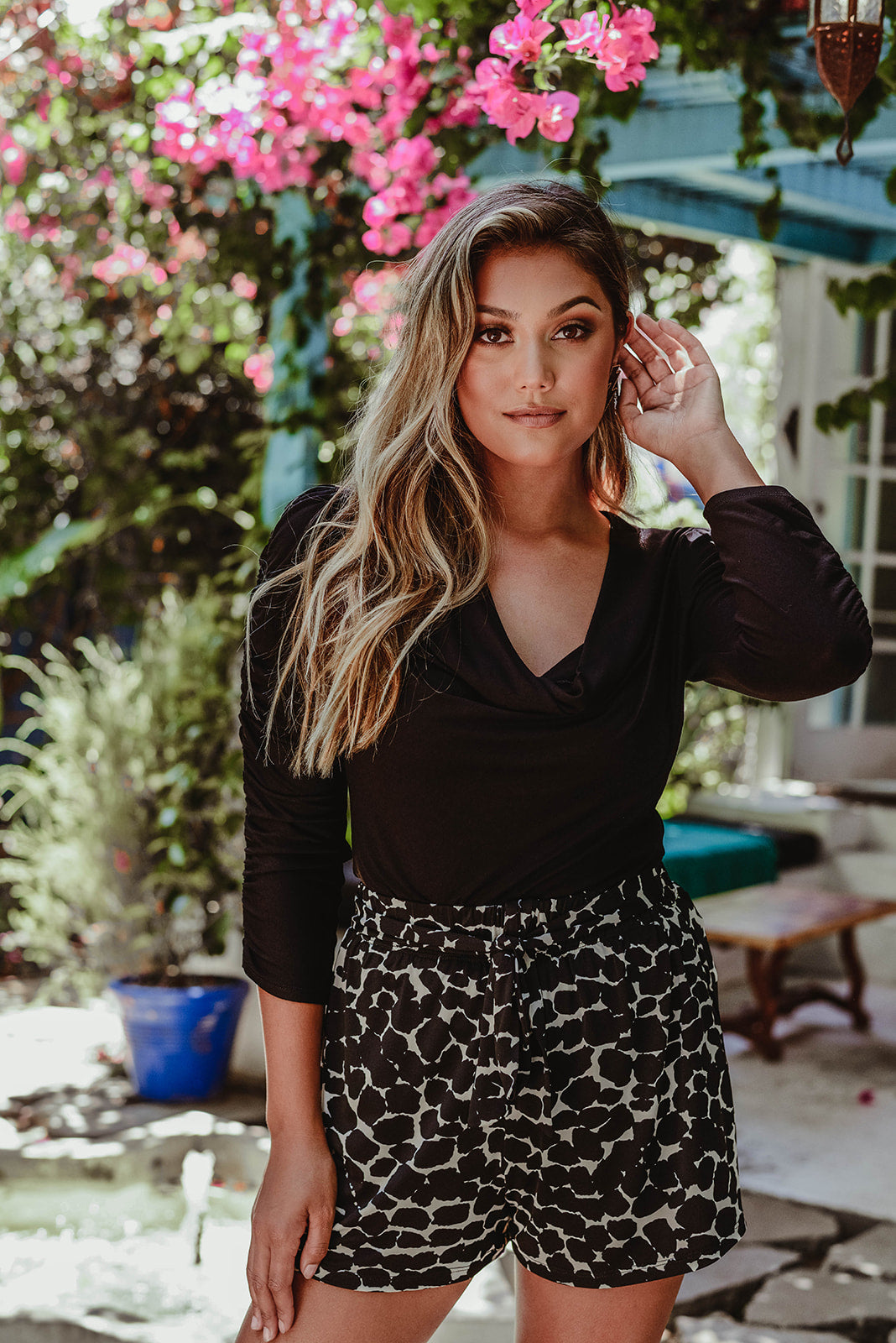 Black Jersey Cowel Neck Top - FINAL SALE