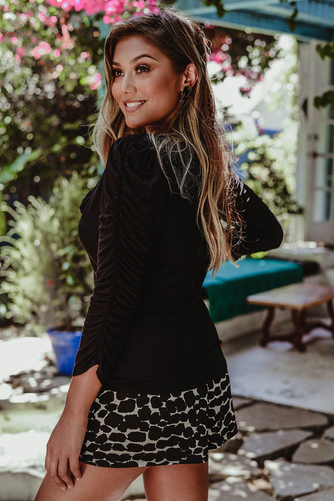 Black Jersey Cowel Neck Top - FINAL SALE