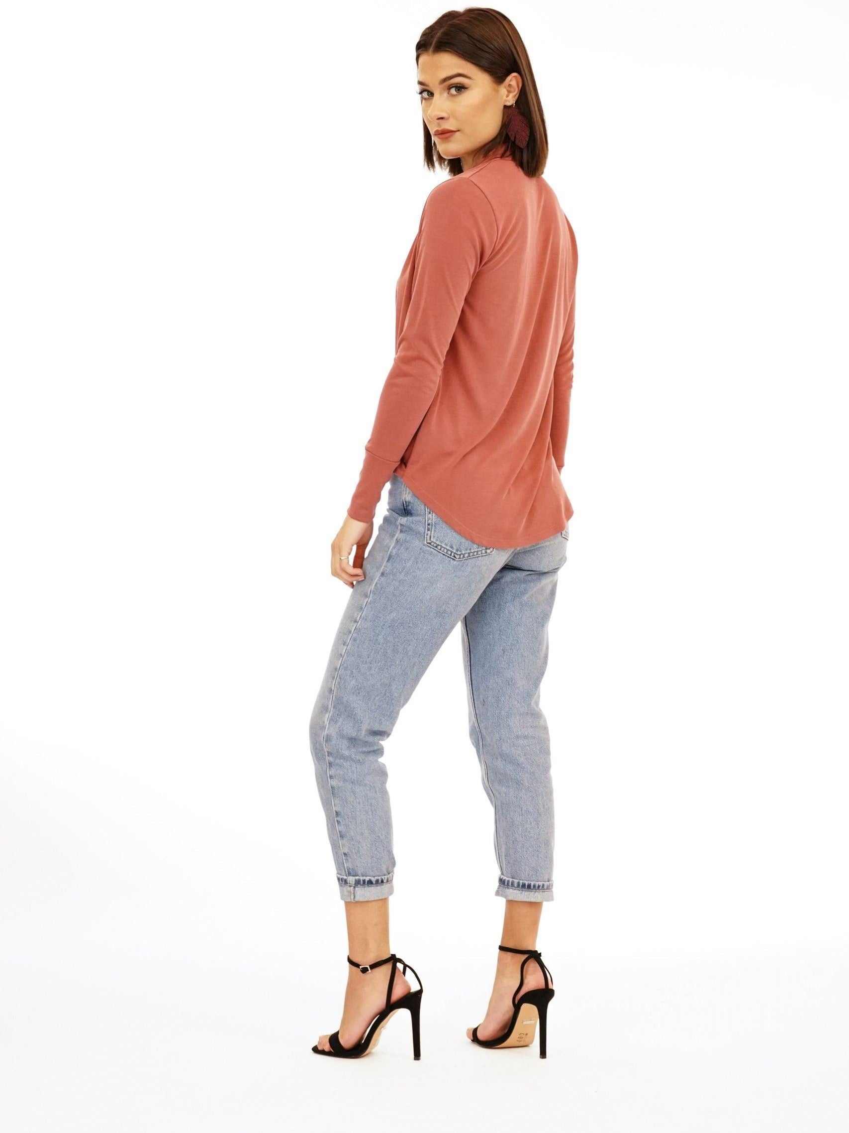 Marsala Cupro Draped Surplice Top-BEST SELLER