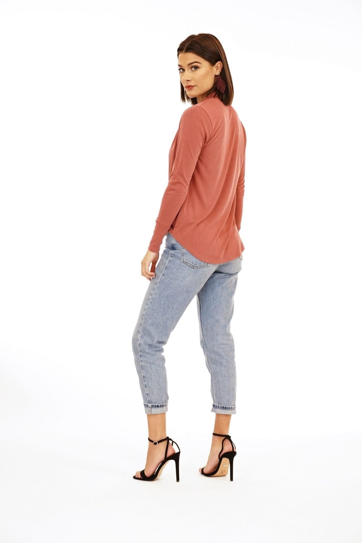 Marsala Cupro Draped Surplice Top-BEST SELLER