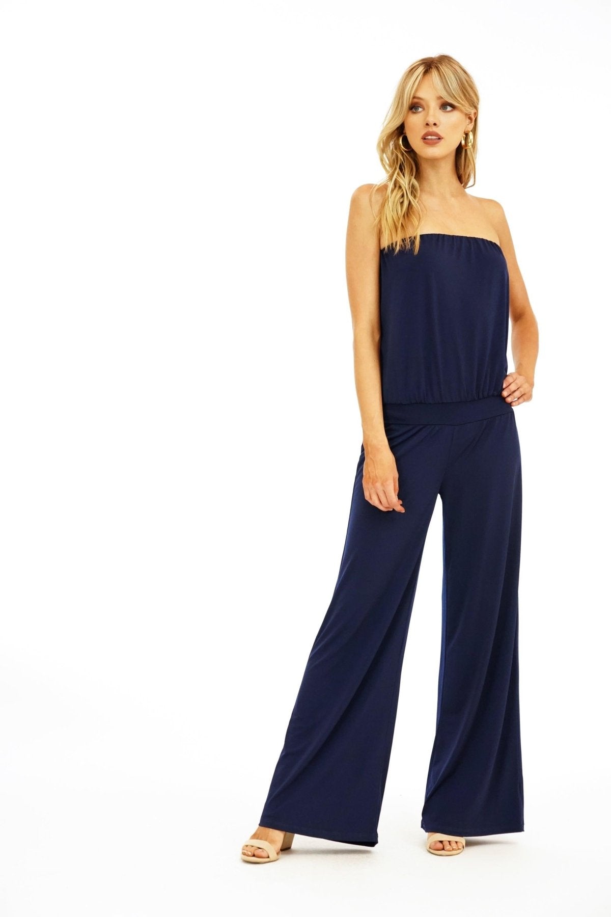 Navy Strapless Drop Waist Jumpsuit-BEST SELLER