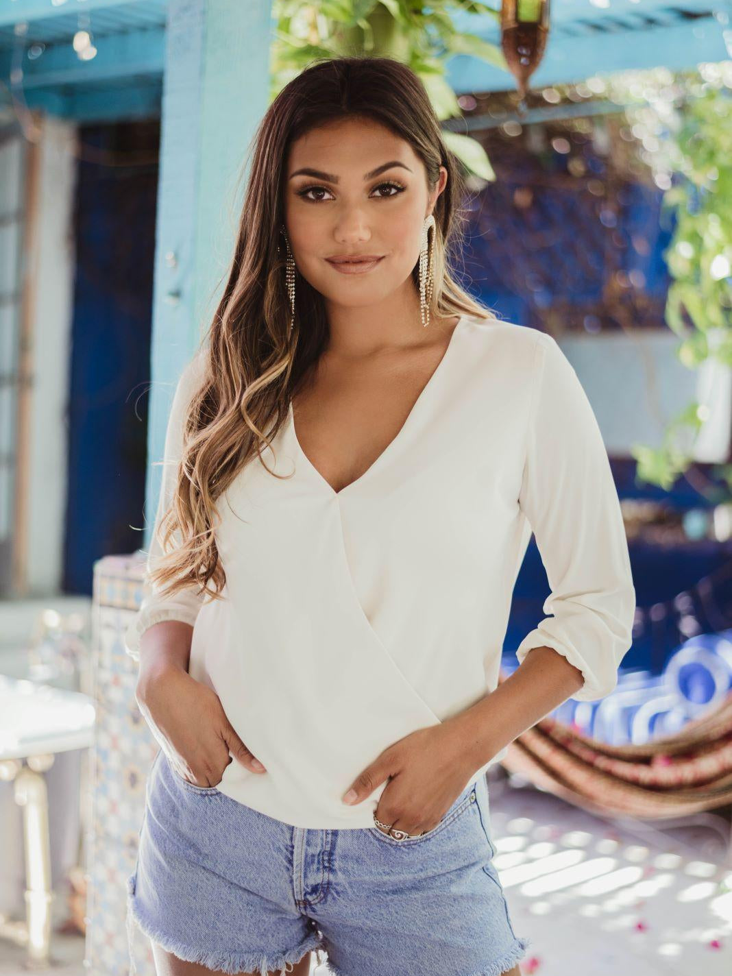 Buff Surplice Blouse-BEST SELLER