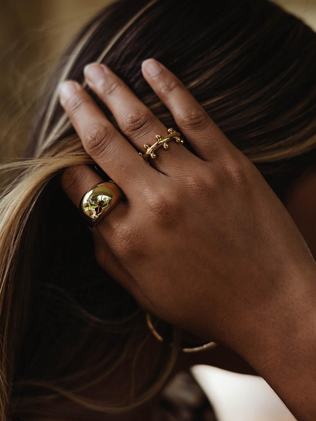 Cindy Studded Ring - 18k Gold Plated