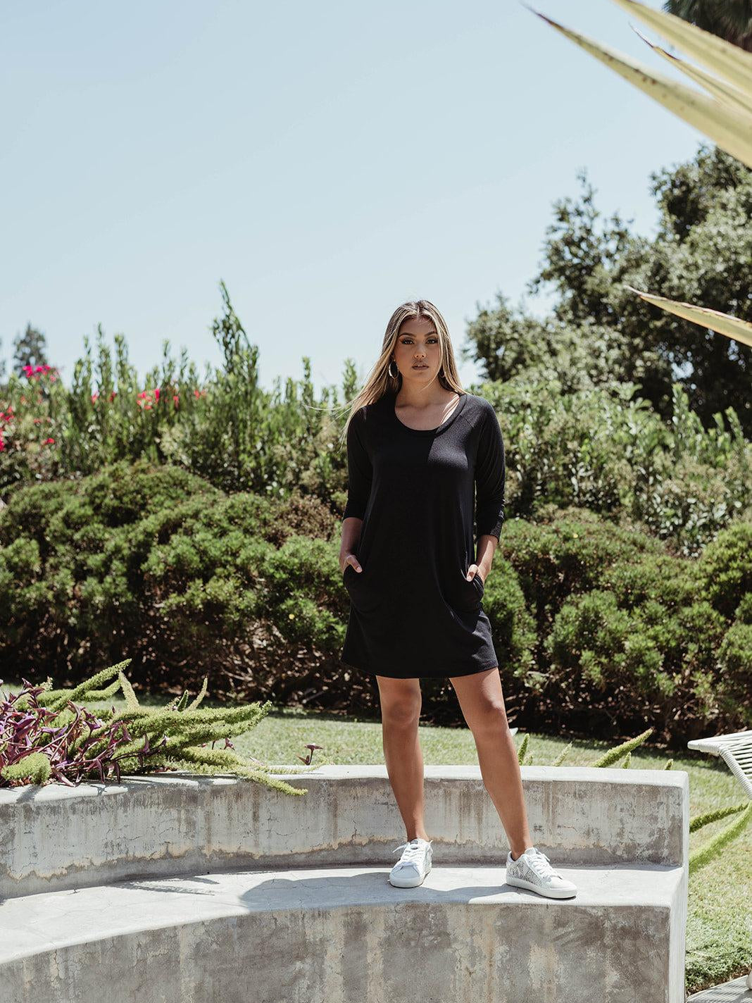 Black Sweatshirt Tunic Dress