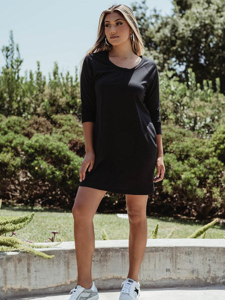 Black Sweatshirt Tunic Dress