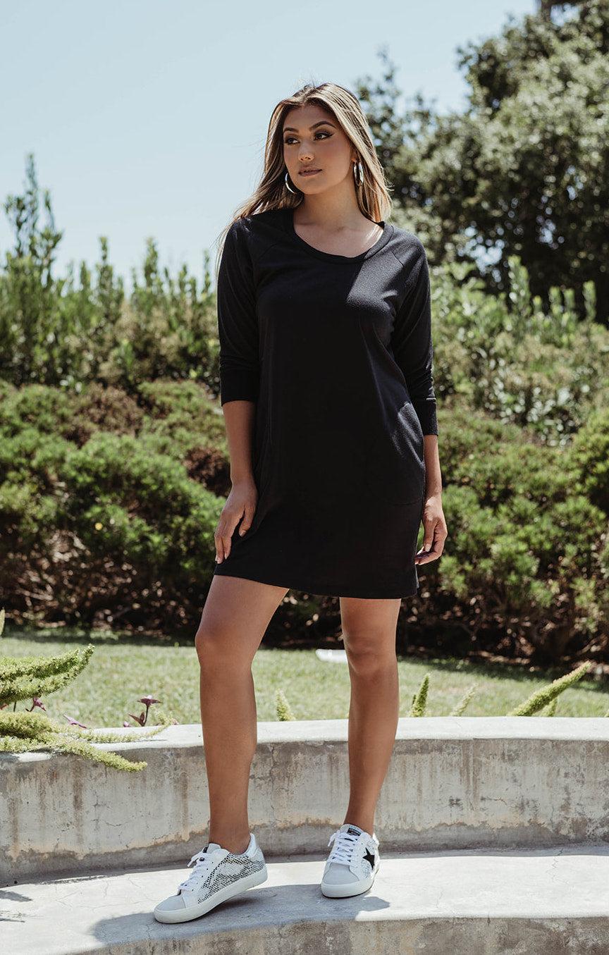 Black Sweatshirt Tunic Dress