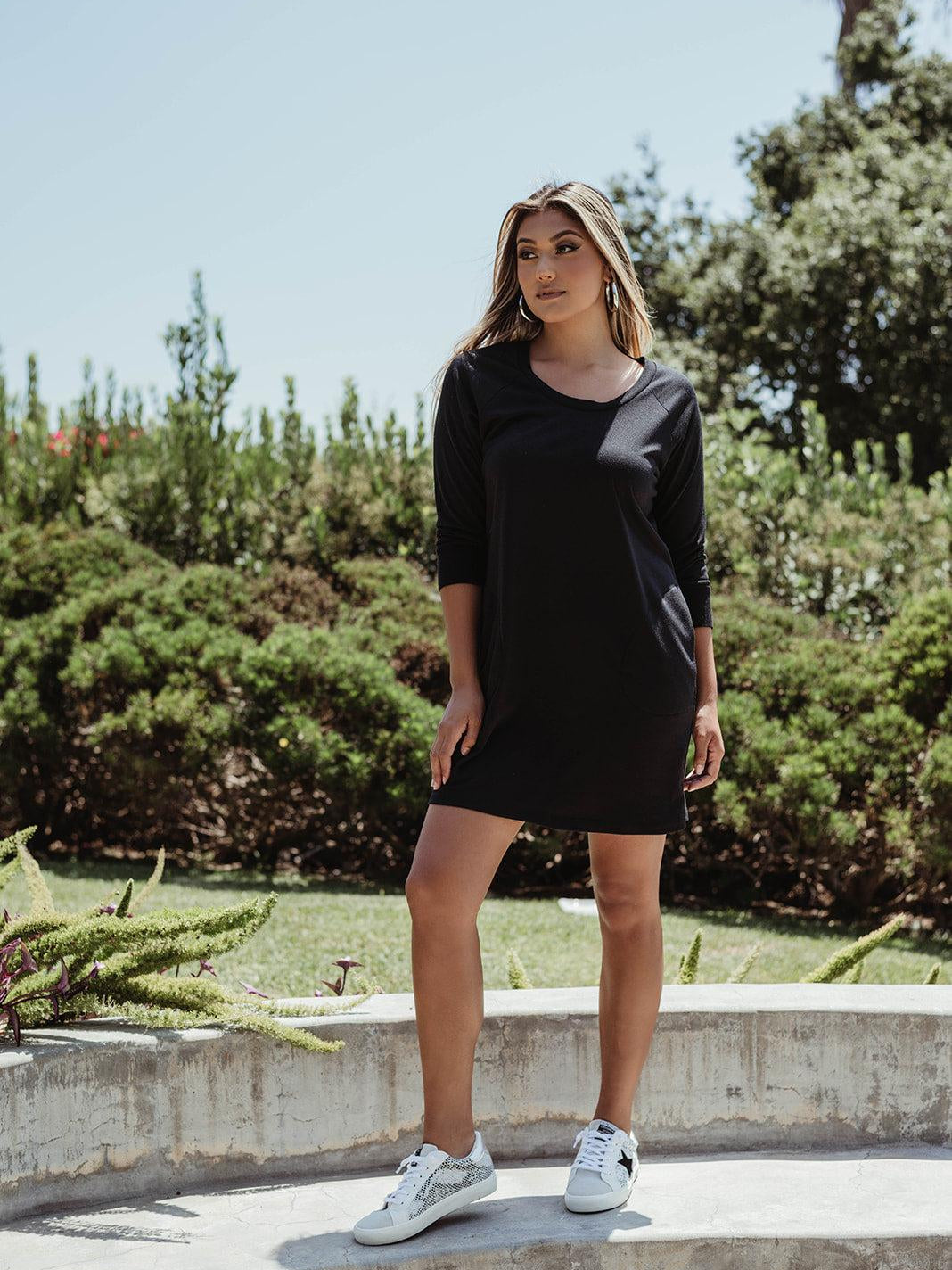Black Sweatshirt Tunic Dress