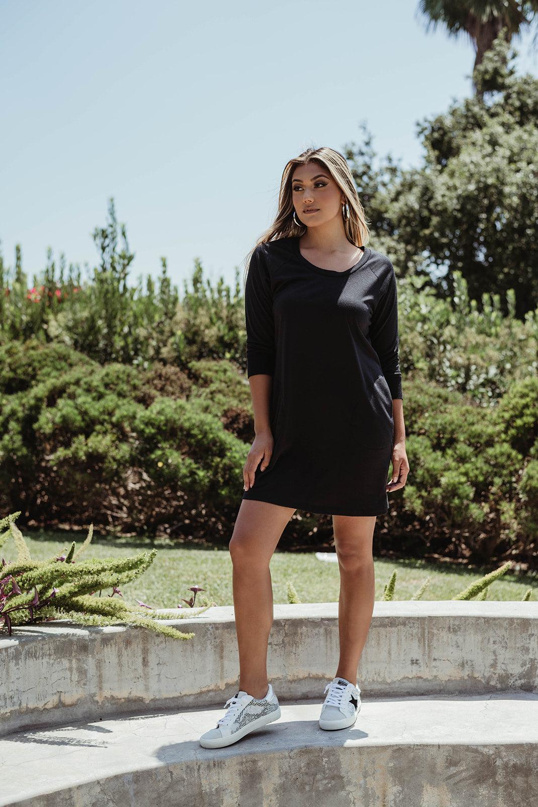 Black Sweatshirt Tunic Dress