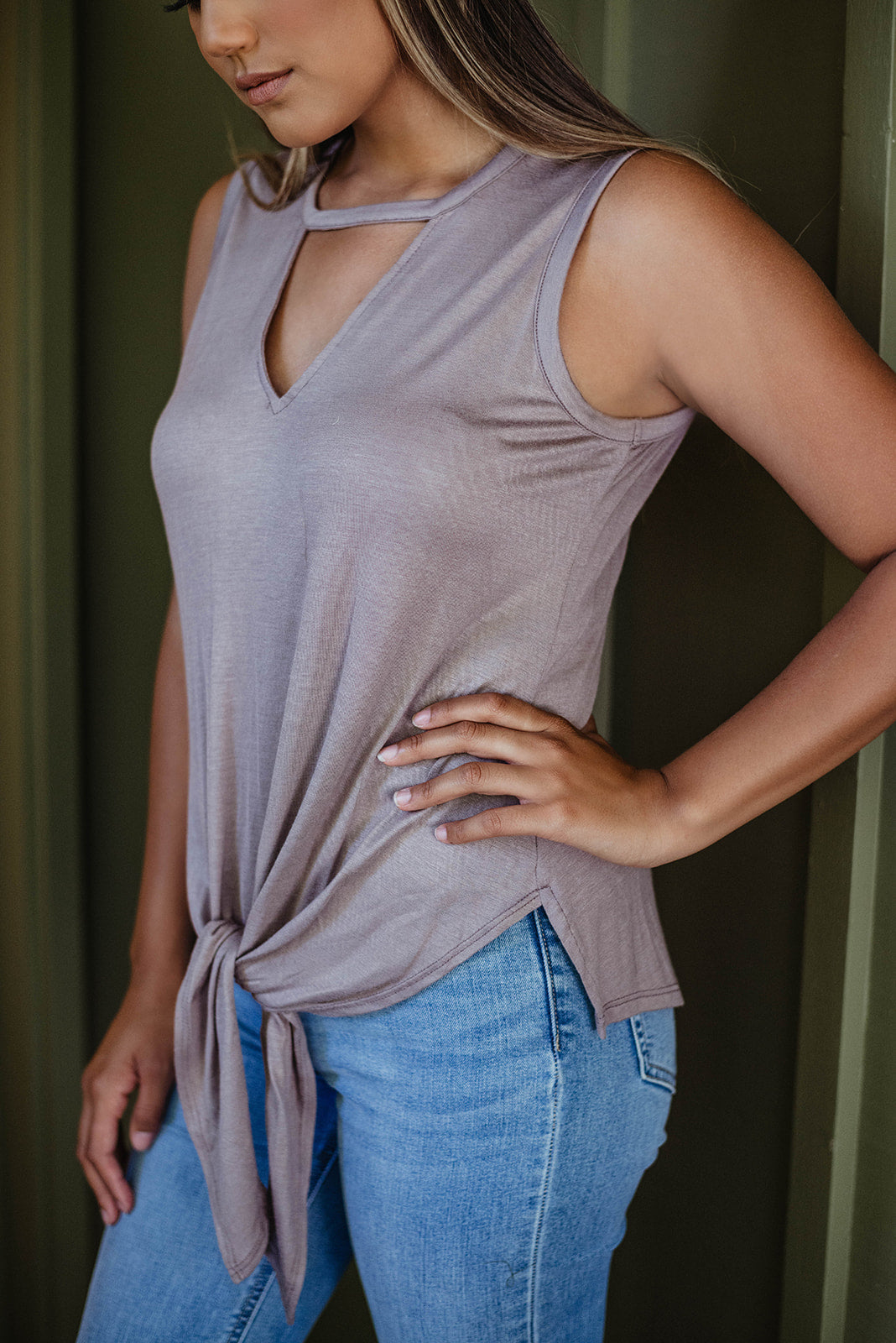 Sleeveless Cut Out Top - Toffee - FINAL SALE