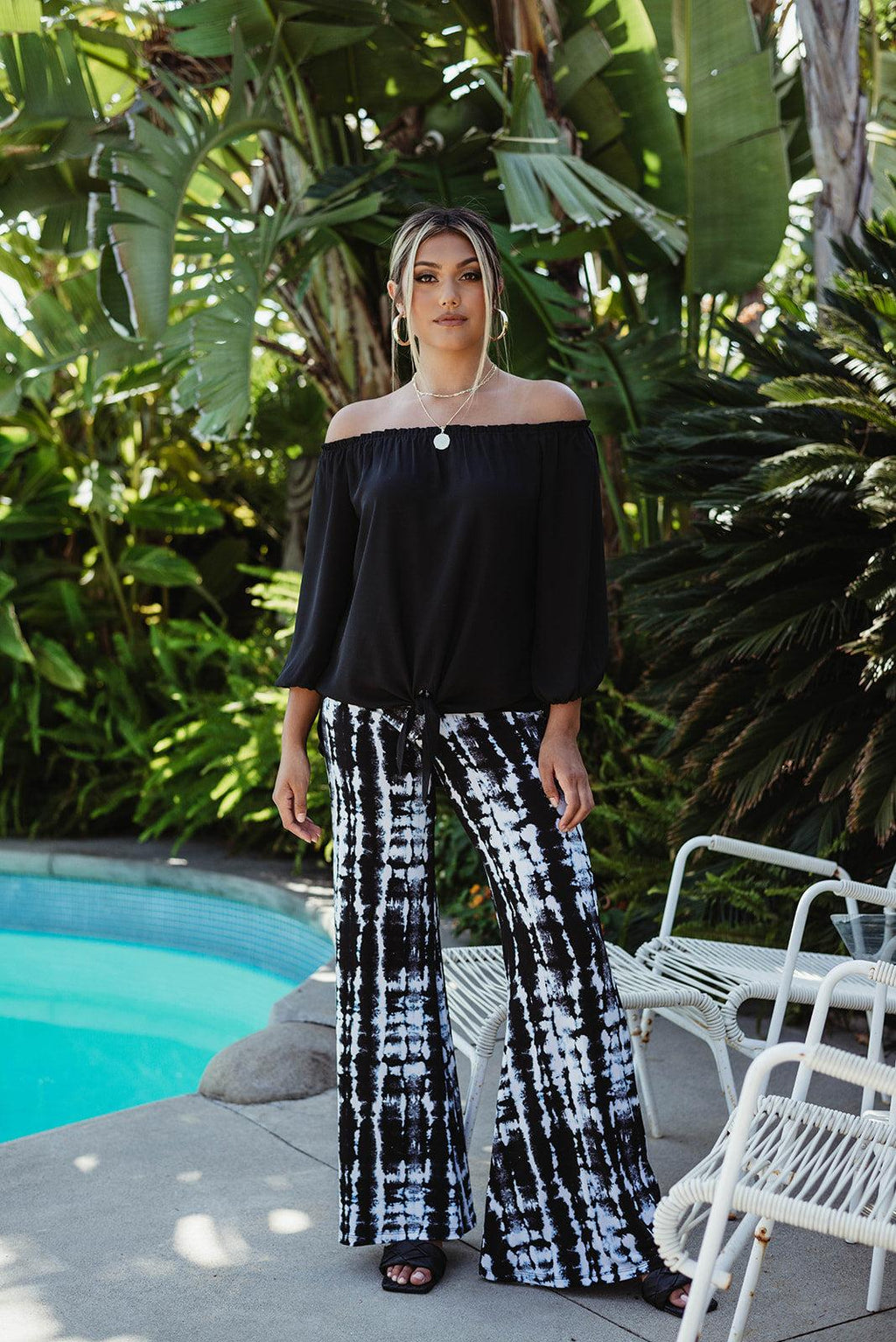 Black OTS Top with Tie-BEST SELLER